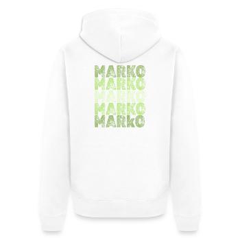 Geschenk für Marko - Unisex Premium Bio Zip Hoodie - Weiß - Hinten - Thijin (182cm)