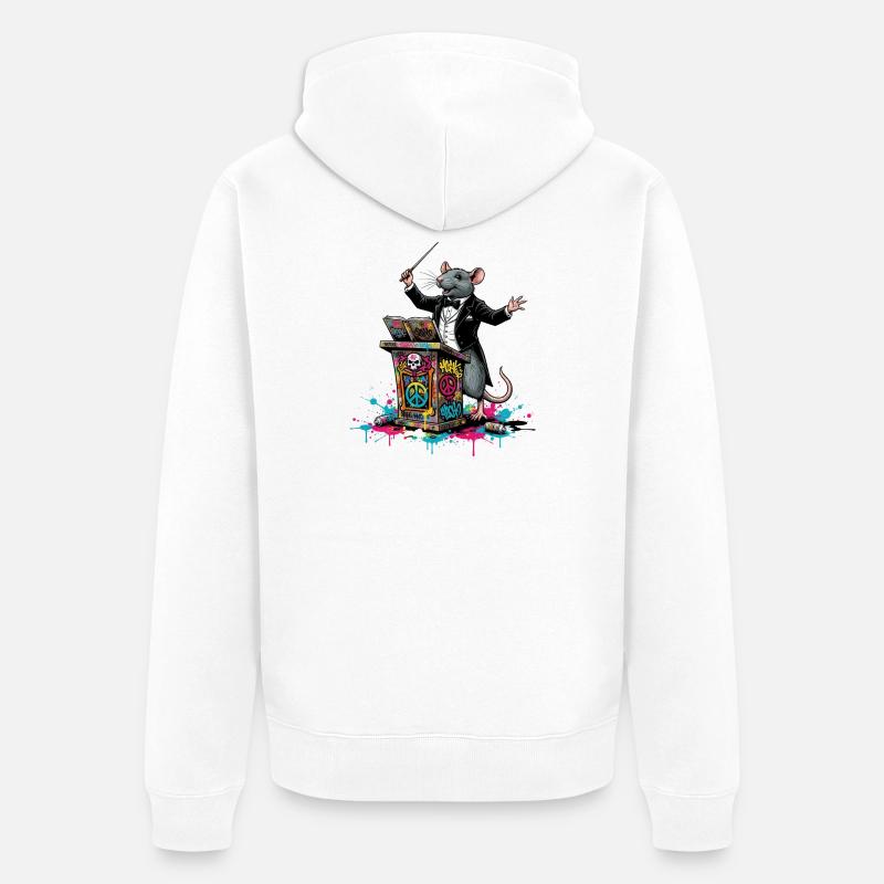 Dirigent | Graffiti-Ratten-DJ Gala - Unisex Premium Bio Zip Hoodie - Weiß