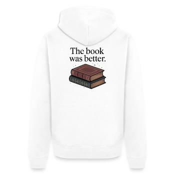 Das Buch war besser Dark Academia Reading Art - Unisex Premium Bio Zip Hoodie - Weiß - Hinten - Thijin (182cm)