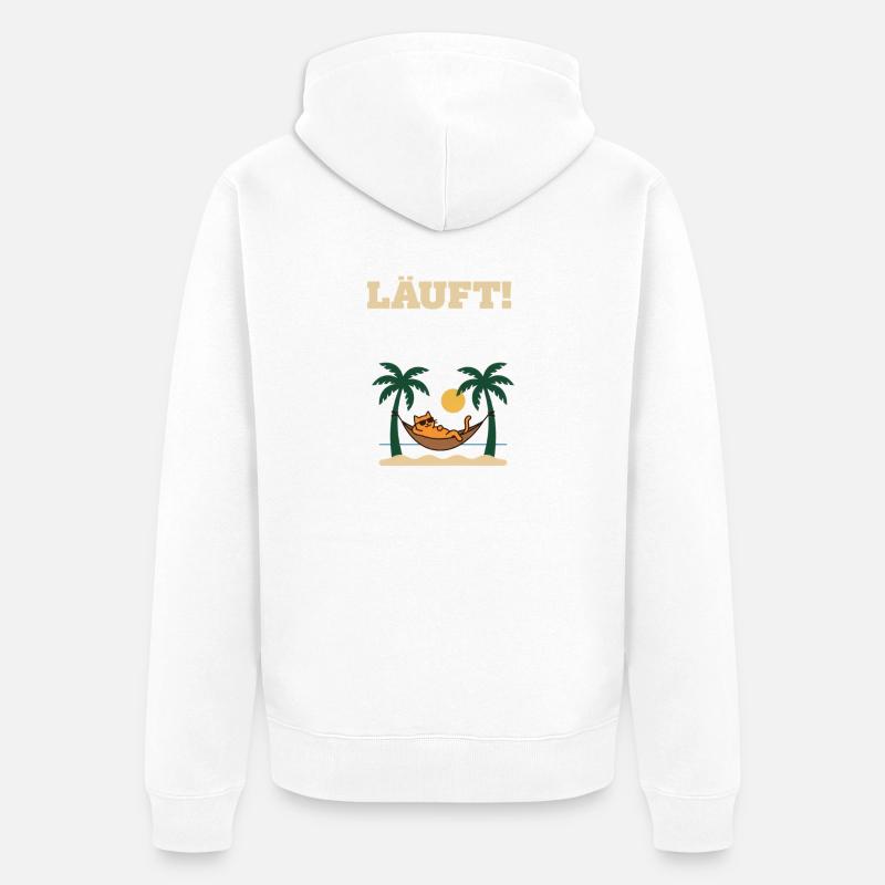 Course – Chat en mode vacances - Veste à capuche bio Premium Unisexe - blanc