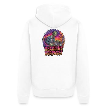 Deadline Verpasst Zombie am PC - Unisex Premium Bio Zip Hoodie - Weiß - Hinten - Thijin (182cm)