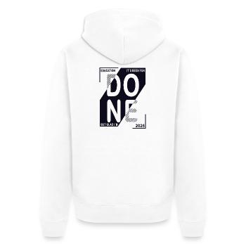 Done 2026 – Training completed design - Unisex Premium Organic Zip Hoodie - white - Back - Thijin (182cm)