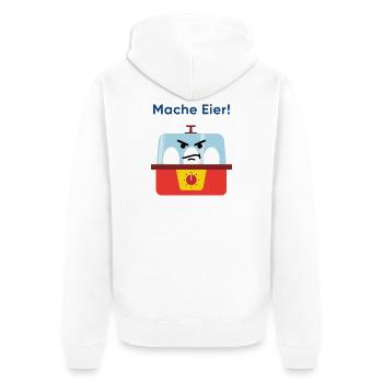 Mache Eier! Wütender Küchenhelfer - Unisex Premium Bio Zip Hoodie - Weiß - Hinten - Thijin (182cm)