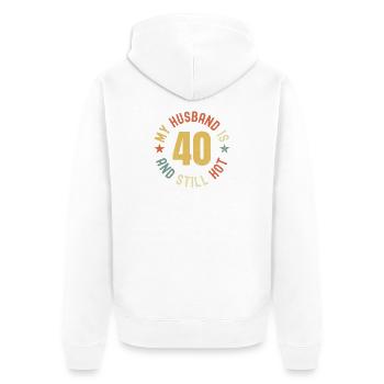 Mon mari a 40 ans et il est toujours très sexy rétro - Veste à capuche bio Premium Unisexe - blanc - Dos - Thijin (182cm)