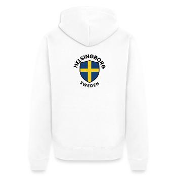 Shield with Swedish Flag - Unisex Premium Organic Zip Hoodie - white - Back - Thijin (182cm)