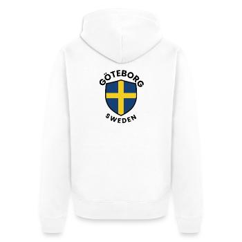 Gothenburg Flag Shield - Unisex Premium Organic Zip Hoodie - white - Back - Thijin (182cm)