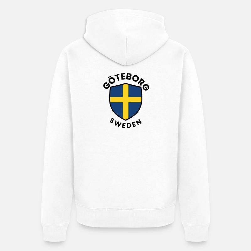 Bouclier du drapeau de Göteborg - Veste à capuche bio Premium Unisexe - blanc