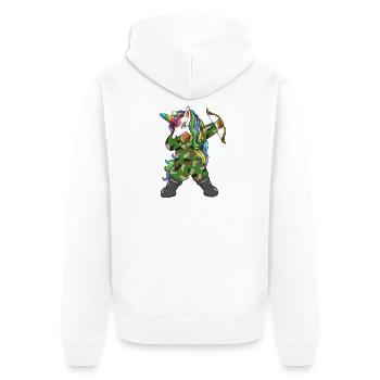 Dabbing Unicorn Hunter Camo Archer Bow Hunter - Unisex Premium Organic Zip Hoodie - white - Back - Thijin (182cm)