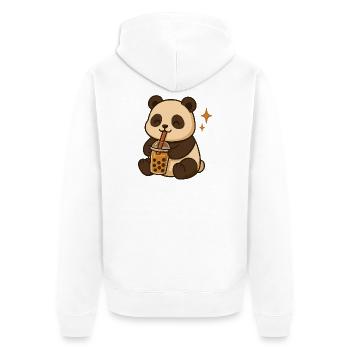 Panda mit Bubble Tea kawaii Panda - Unisex Premium Bio Zip Hoodie - Weiß - Hinten - Thijin (182cm)