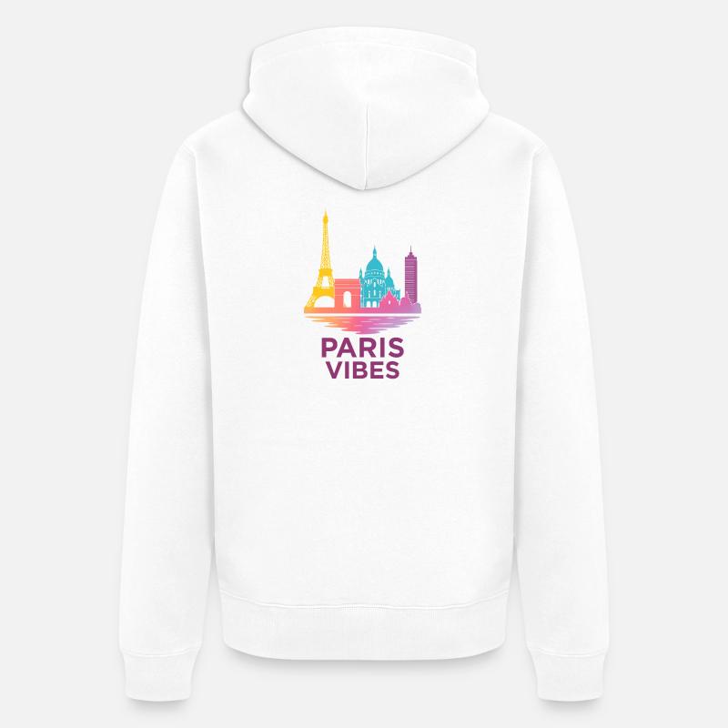 Silhouette de gradient de Paris Vibes - Veste à capuche bio Premium Unisexe - blanc
