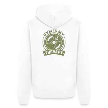 Gym is my therapy - Unisex Premium Organic Zip Hoodie - white - Back - Thijin (182cm)