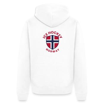 Norge Ishockey Sköld - Unisex Premium Organic Zip Hoodie - white - Back - Thijin (182cm)