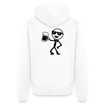 Bräutigam Strichmännchen Jga - Unisex Premium Bio Zip Hoodie - Weiß - Hinten - Thijin (182cm)