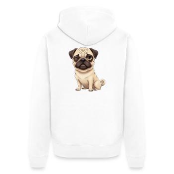 Süßer Mops mit Zwinkern Cartoon Hund Herrchen - Unisex Premium Bio Zip Hoodie - Weiß - Hinten - Thijin (182cm)