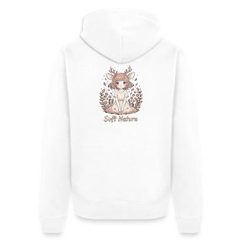 Soft Nature Zartes Anime Fawn Girl - Unisex Premium Bio Zip Hoodie - Weiß - Hinten - Thijin (182cm)