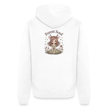 Forest Soul Zartes Anime Fawn Girl - Unisex Premium Bio Zip Hoodie - Weiß - Hinten - Thijin (182cm)