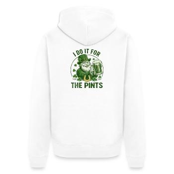 Leprechaun Pints Feier - Unisex Premium Bio Zip Hoodie - Weiß - Hinten - Thijin (182cm)