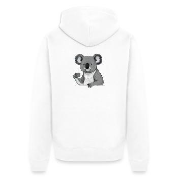 Koala fatigué au café – Motif drôle - Veste à capuche bio Premium Unisexe - blanc - Dos - Thijin (182cm)