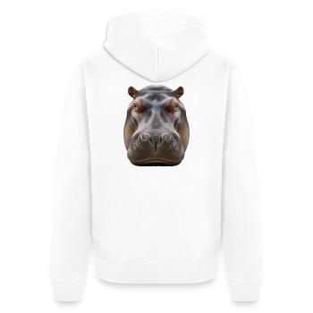 Hippopotamus Portrait Detail Wildlife Design - Unisex Premium Organic Zip Hoodie - white - Back - Thijin (182cm)