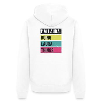 I’m Laura Doing Laura Things Retro Colors - Unisex Premium Organic Zip Hoodie - white - Back - Thijin (182cm)