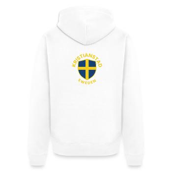 Kristianstad Shield Schweden - Unisex Premium Bio Zip Hoodie - Weiß - Hinten - Thijin (182cm)