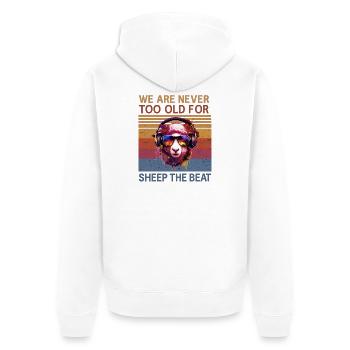 Sheep Beat Retro Vibes - Unisex Premium Bio Zip Hoodie - Weiß - Hinten - Thijin (182cm)