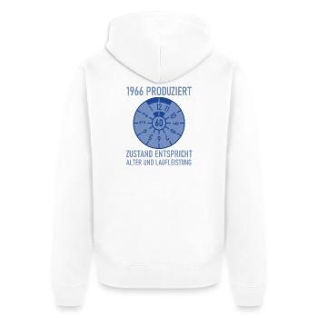 Né en 1966, 60e anniversaire, tuning auto, contrôle technique en cours - Veste à capuche bio Premium Unisexe - blanc - Dos - Thijin (182cm)