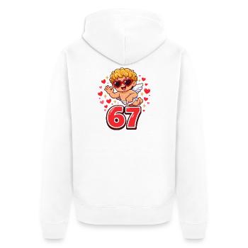 Cupid Days 67 Liebe Herz Geschenk Niedlich - Unisex Premium Bio Zip Hoodie - Weiß - Hinten - Thijin (182cm)