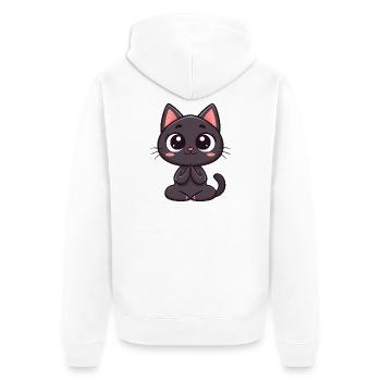 Cute black cat praying - Unisex Premium Organic Zip Hoodie - white - Back - Thijin (182cm)