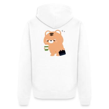 Kawaii Tiger mit Kaffeetasse - Unisex Premium Bio Zip Hoodie - Weiß - Hinten - Thijin (182cm)