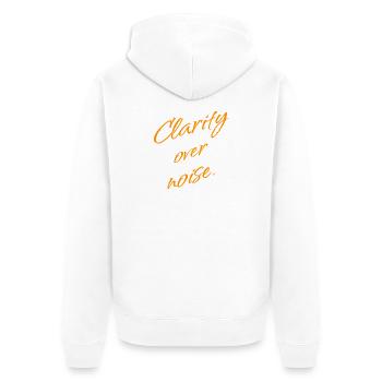 Clarté plutôt que bruit – Concentration et pleine conscience - Veste à capuche bio Premium Unisexe - blanc - Dos - Thijin (182cm)