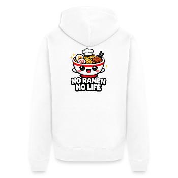 Ramen Lächeln Bowl - Unisex Premium Bio Zip Hoodie - Weiß - Hinten - Thijin (182cm)