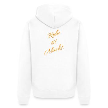 Calm is power – mindfulness saying - Unisex Premium Organic Zip Hoodie - white - Back - Thijin (182cm)