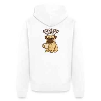 Espresso Yourself Pug Illustration - Unisex Premium Bio Zip Hoodie - Weiß - Hinten - Thijin (182cm)