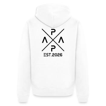 Papa est. 2026 Vater 2026 Erstes Mal Papa 2026 - Unisex Premium Bio Zip Hoodie - Weiß - Hinten - Thijin (182cm)