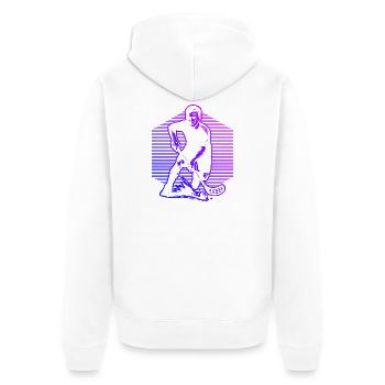 Classic floorball motif - Unisex Premium Organic Zip Hoodie - white - Back - Thijin (182cm)