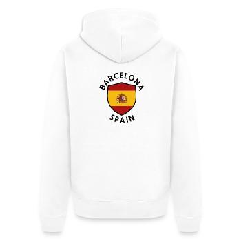 Barcelona Shield Spain - Unisex Premium Organic Zip Hoodie - white - Back - Thijin (182cm)