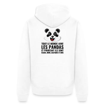 Panda, Vielfalt, Liebe - Unisex Premium Bio Zip Hoodie - Weiß - Hinten - Thijin (182cm)