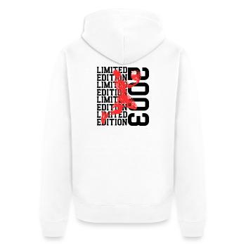 Limited Edition Basketball 2003 23. - Unisex Premium Bio Zip Hoodie - Weiß - Hinten - Thijin (182cm)