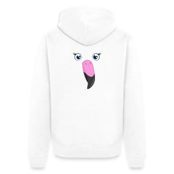 Flamingo Face Kawaii Pink Lazy DIY Bird Custome - Unisex Premium Organic Zip Hoodie - white - Back - Thijin (182cm)