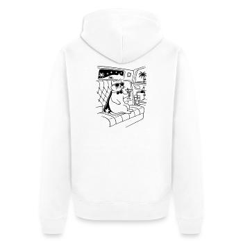 Fame Cat Katze Glamour Star Promi - Unisex Premium Bio Zip Hoodie - Weiß - Hinten - Thijin (182cm)