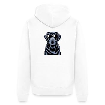 Schwarzer Labrador  - Unisex Premium Bio Zip Hoodie - Weiß - Hinten - Thijin (182cm)