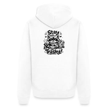 Stay Trashy Waschbär Doodle Motiv - Unisex Premium Bio Zip Hoodie - Weiß - Hinten - Thijin (182cm)