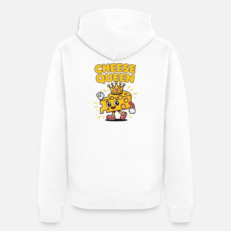 Cheese Queen – Käse mit Krone - Unisex Premium Bio Zip Hoodie - Weiß