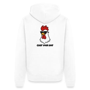 Chef de la ferme – Coq cool avec des lunettes de soleil - Veste à capuche bio Premium Unisexe - blanc - Dos - Thijin (182cm)