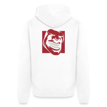 Roaring Red Grin Illustration - Unisex Premium Bio Zip Hoodie - Weiß - Hinten - Thijin (182cm)