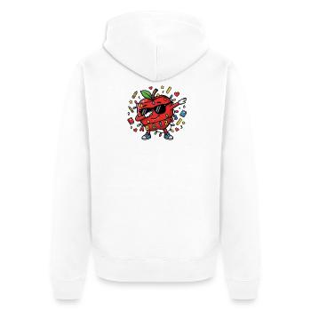 Tamponnement de pomme 100 jours d’école Pomme - Veste à capuche bio Premium Unisexe - blanc - Dos - Thijin (182cm)