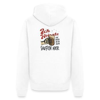 JGA Partnerlook Junggesellenabschied Bier Saufen - Unisex Premium Bio Zip Hoodie - Weiß - Hinten - Thijin (182cm)