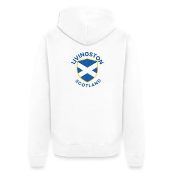 Saltire-Schild in Livingston - Unisex Premium Bio Zip Hoodie - Weiß - Hinten - Thijin (182cm)