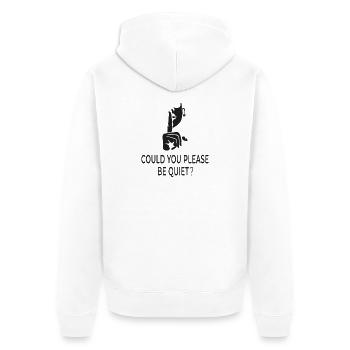 Pourriez-vous vous taire, s’il vous plaît ? – Humour britannique - Veste à capuche bio Premium Unisexe - blanc - Dos - Thijin (182cm)